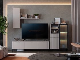 Модульная гостиная Рич (кашемир/фрапучино матовый/черный) в Мохсоголлохе - mohsogolloh.mebel-nsk.ru | фото