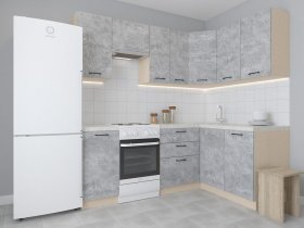 Модульная угловая кухня 1,4м*2,1м Лада (цемент) в Мохсоголлохе - mohsogolloh.mebel-nsk.ru | фото